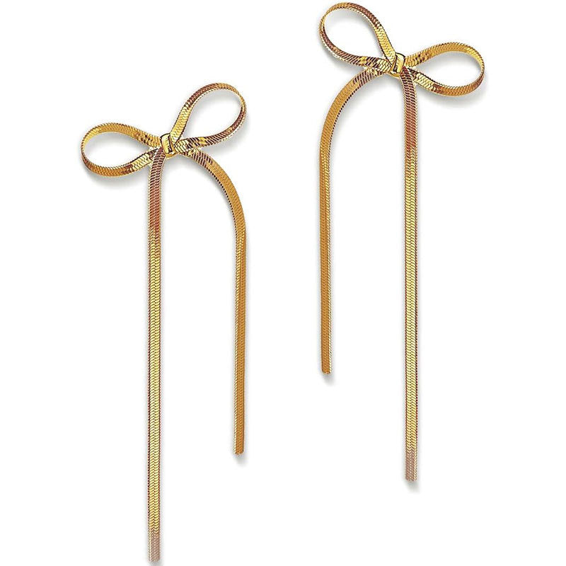 Ribbon — Bow Chain Drop Earrings