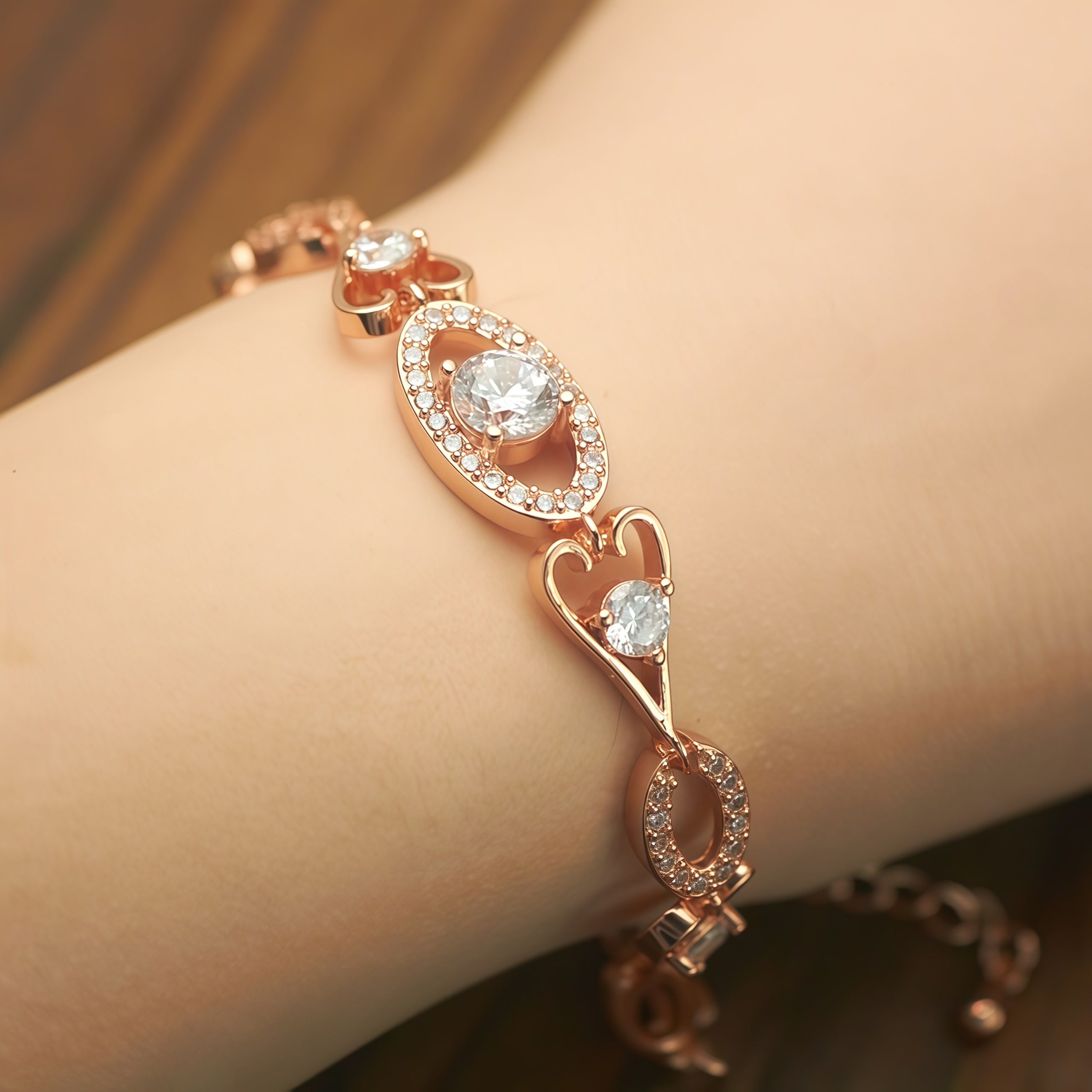 Heart & Halo Rose Gold Butterfly Bracelet