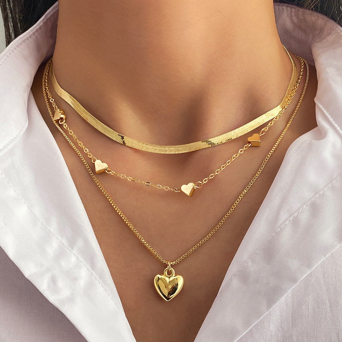 Geometric Heart Multi-Layer Necklace