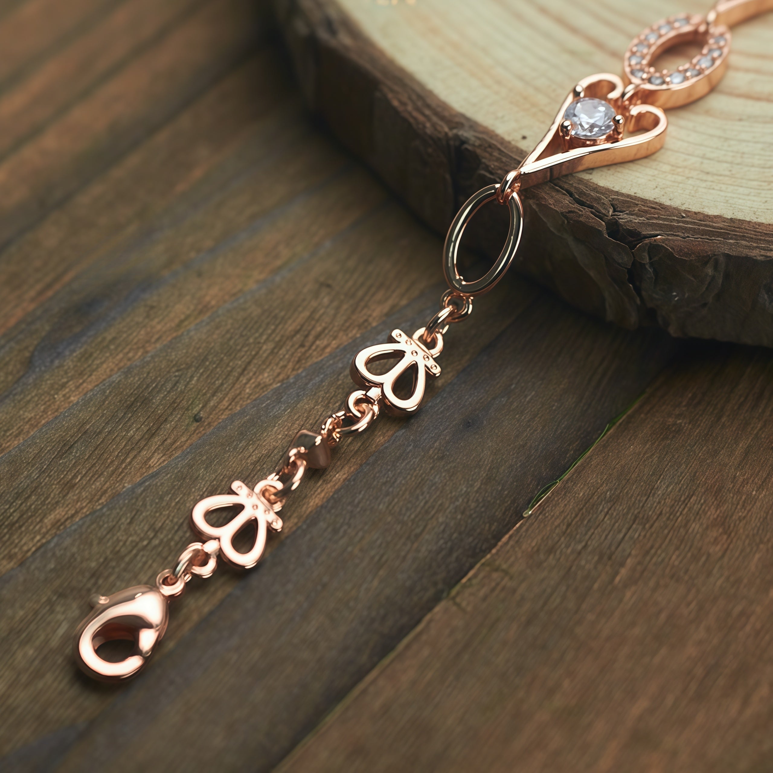 Heart & Halo Rose Gold Butterfly Bracelet