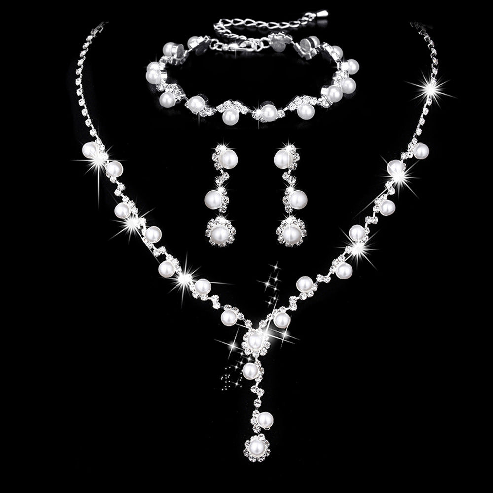 Crystal Rhinestone Jewellery Set — Necklace, Earrings & Ring