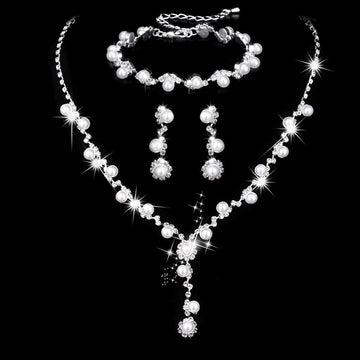 Crystal Rhinestone Jewellery Set — Necklace, Earrings & Ring