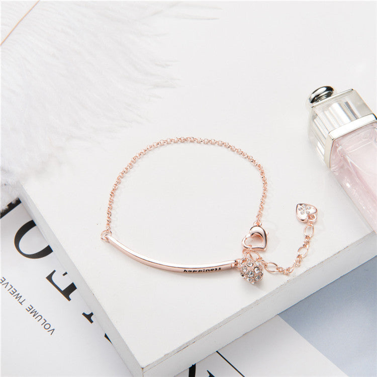 Monogram Rose Gold Letter Chain Bracelet