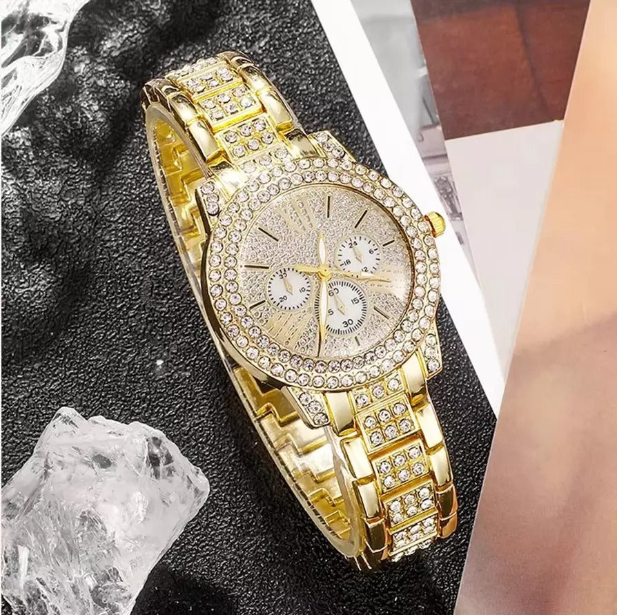 Diamond Pavé Watch & Bracelet Set