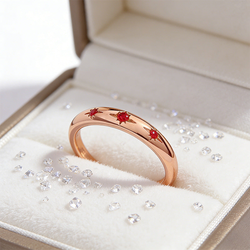 Gold Star Birthstone Ring