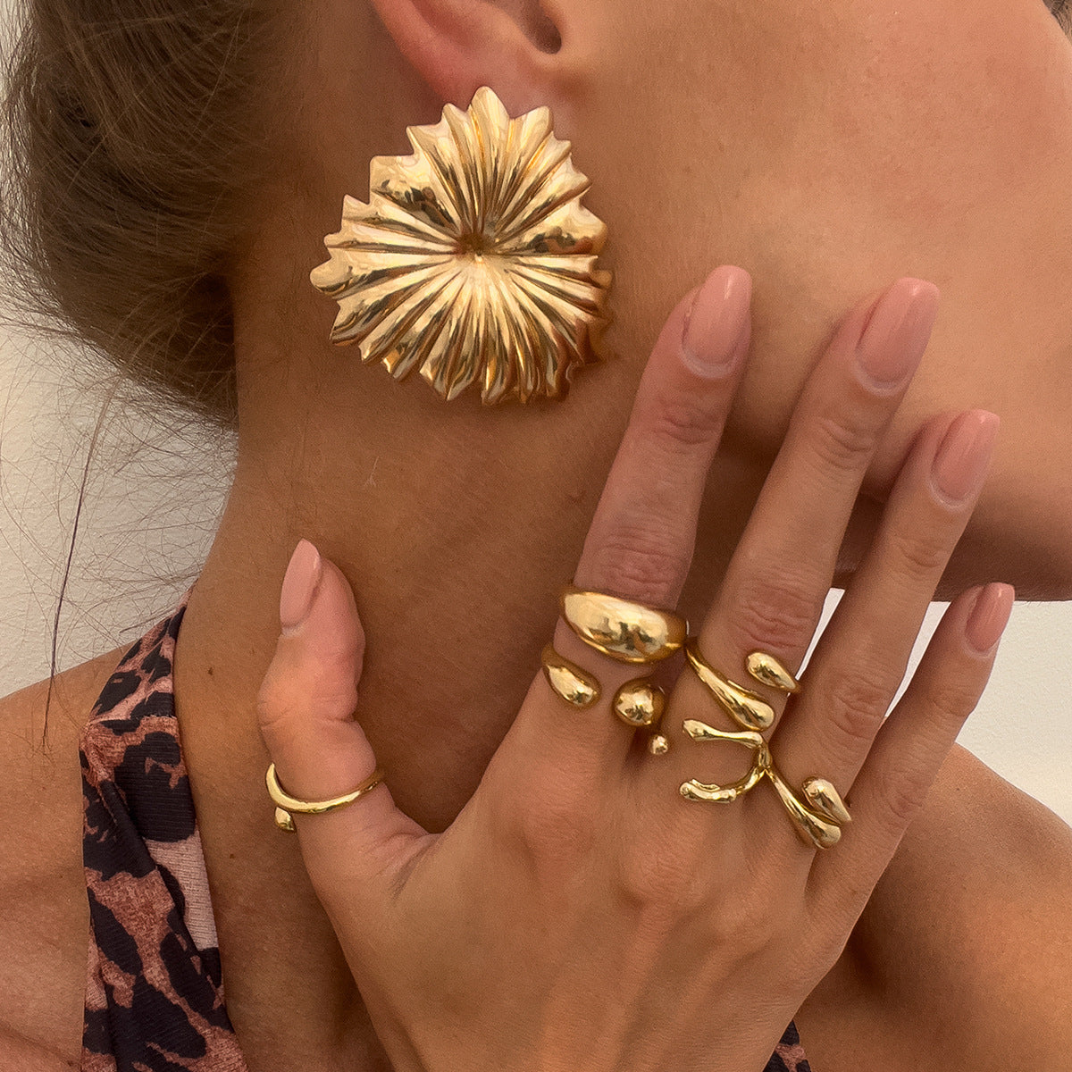 Liquid Lava Drop Ring & Earring Set