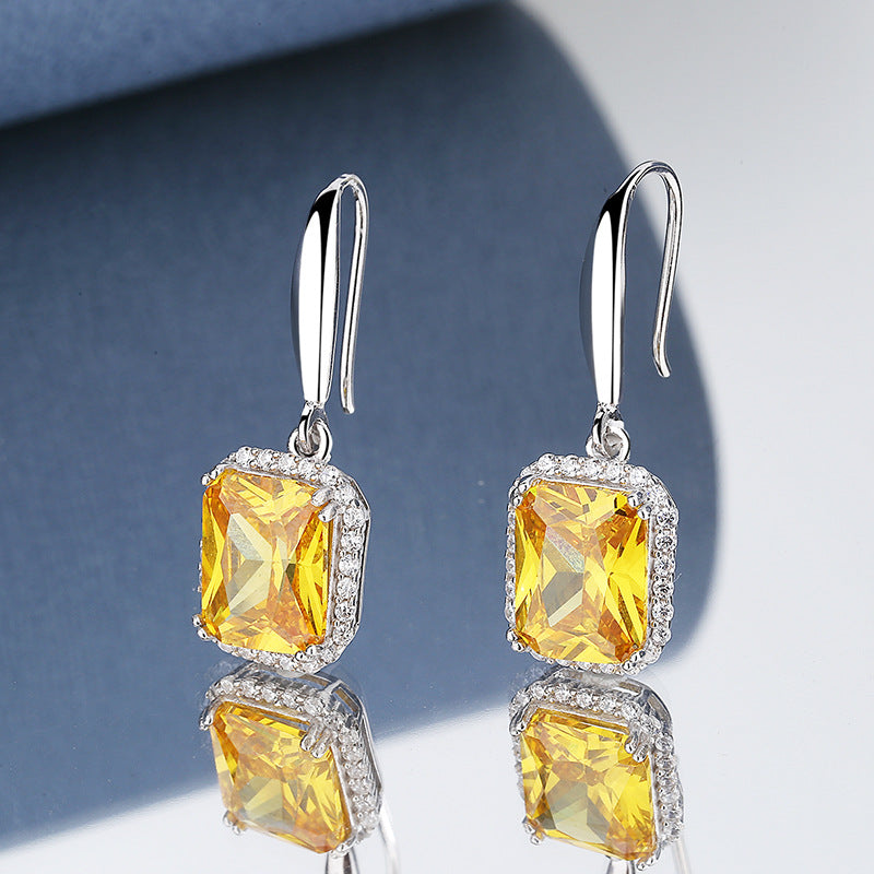Sterling Silver Princess Diamond Necklace & Earrings Set
