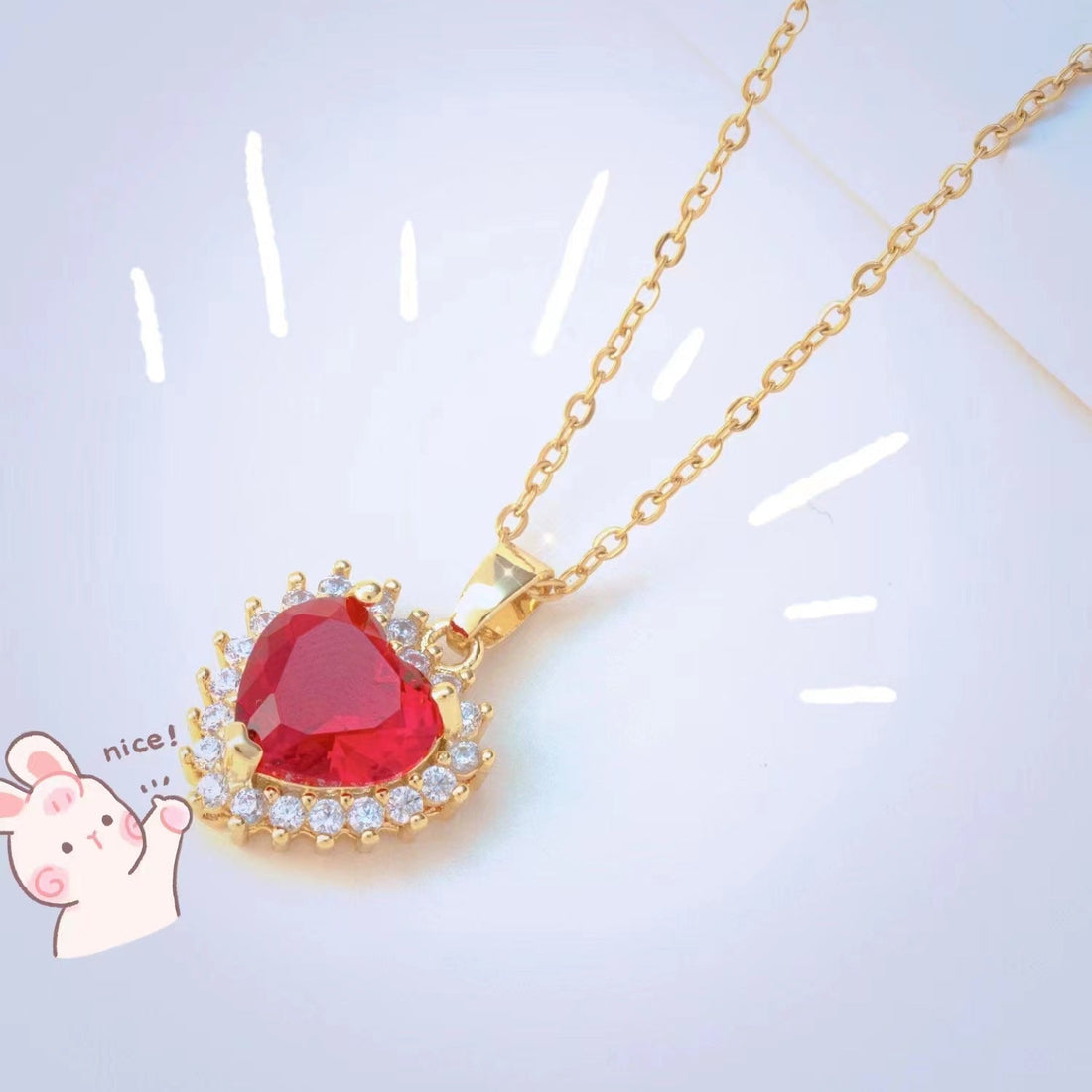 Ruby Heart Pavé Pendant Necklace