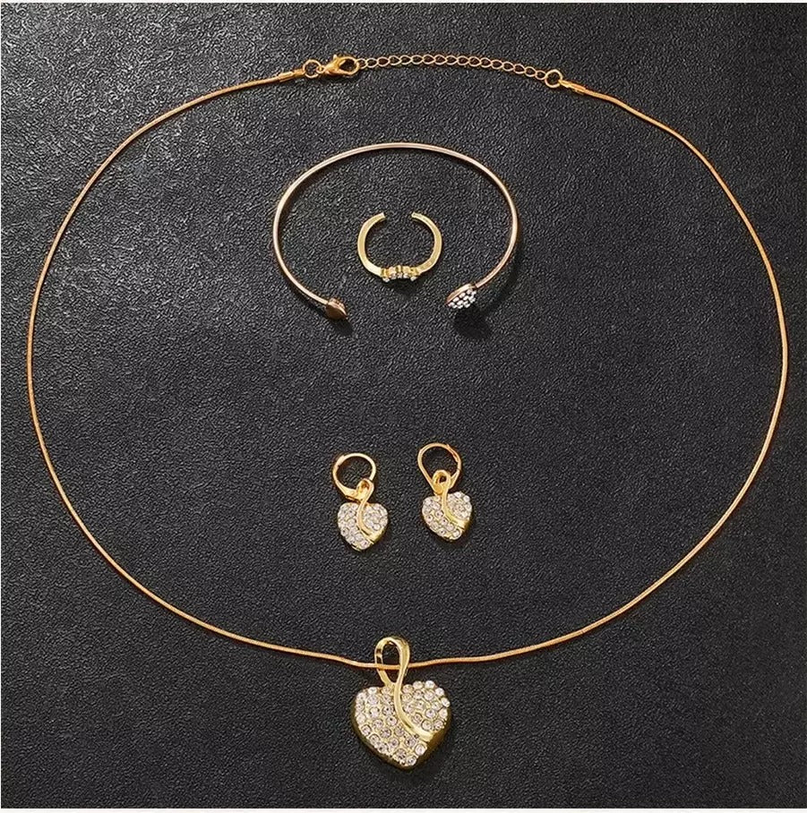 Rhinestone Pavé Uhr & Armband Set — 4 Piece