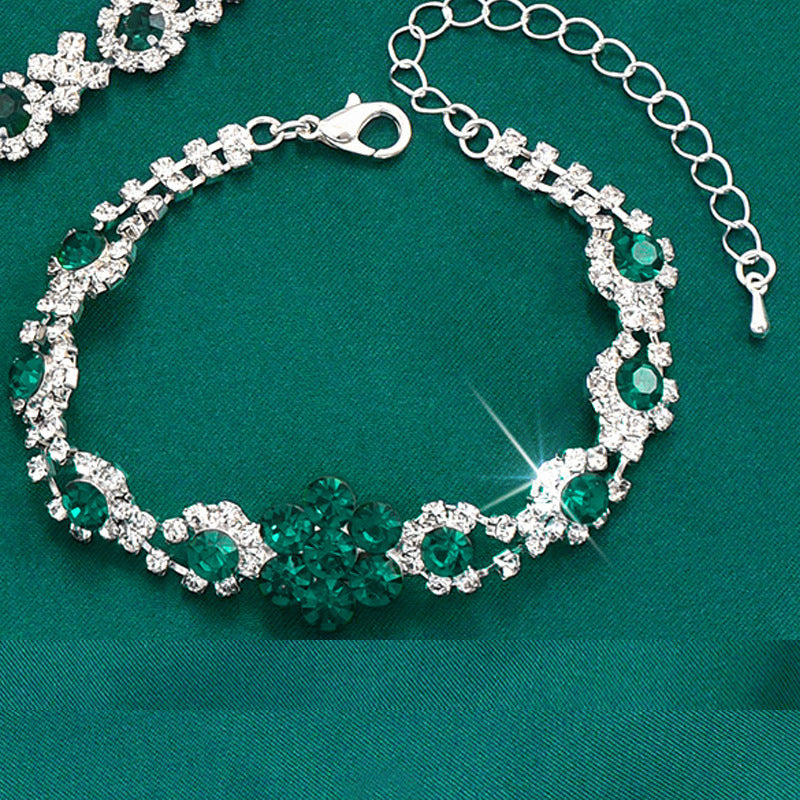 Crystal Gem Water Drop Jewellery Set — Necklace, Earrings, Bracelet & Ring