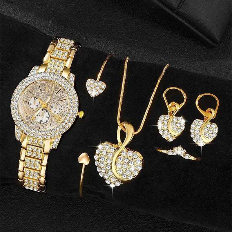 Diamond Pavé Watch & Bracelet Set
