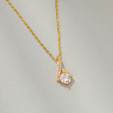 Aube — Gold-Tone Solitaire Pendant Necklace