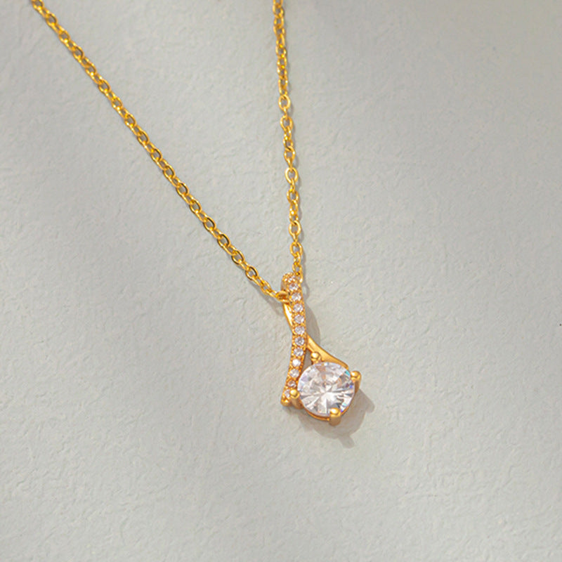 Aube — Gold-Tone Solitaire Pendant Necklace