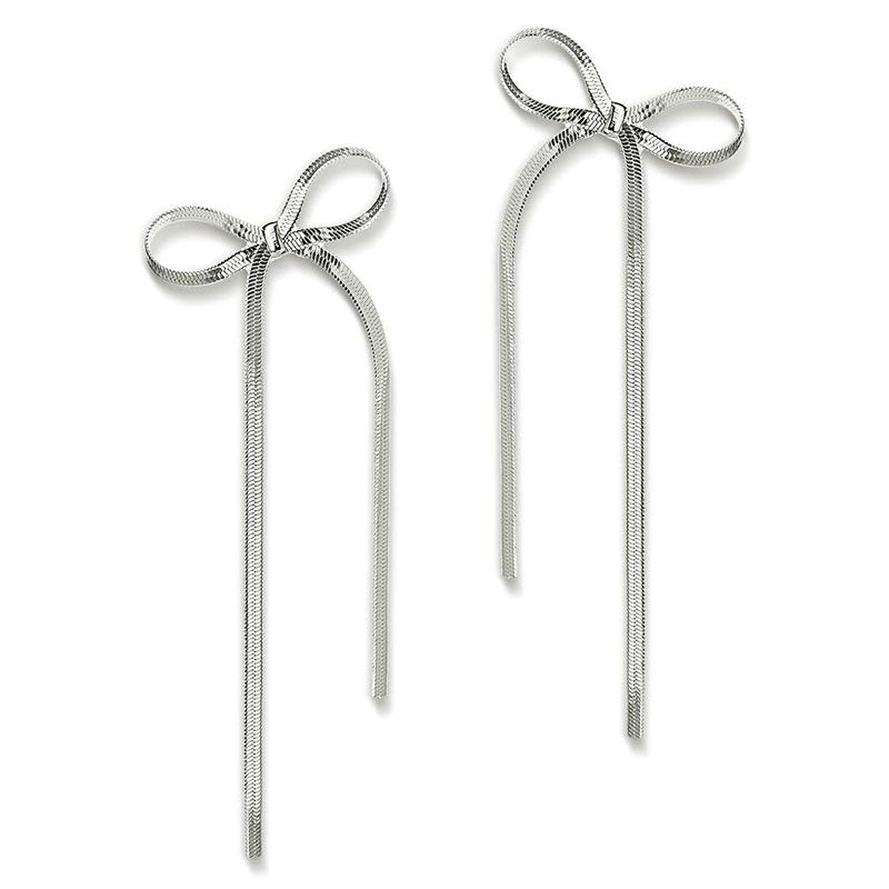 Ribbon — Bow Chain Drop Earrings