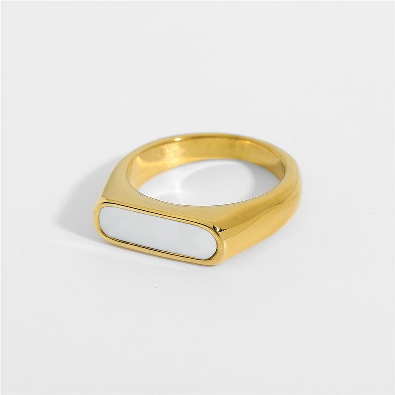 Ivory — White Inlay Signet ring