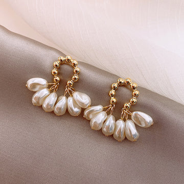 Muse — Pearl-Effect Cluster Drop Earrings