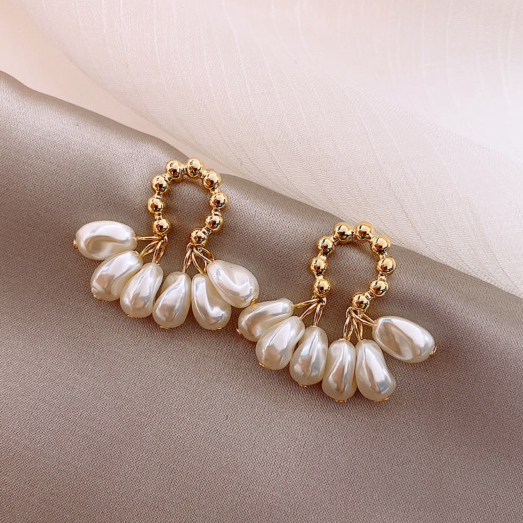 Muse — Pearl-Effect Cluster Drop Earrings