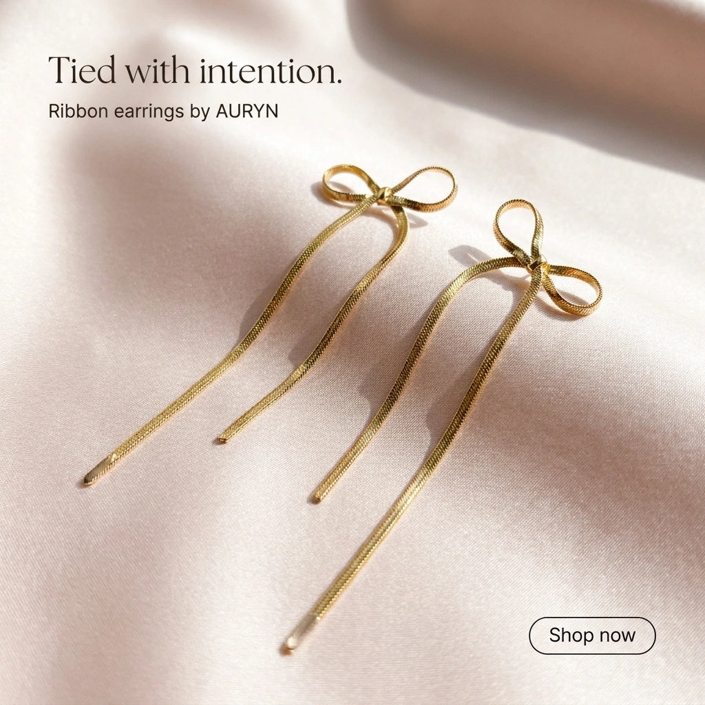 Ribbon — Bow Chain Drop Earrings