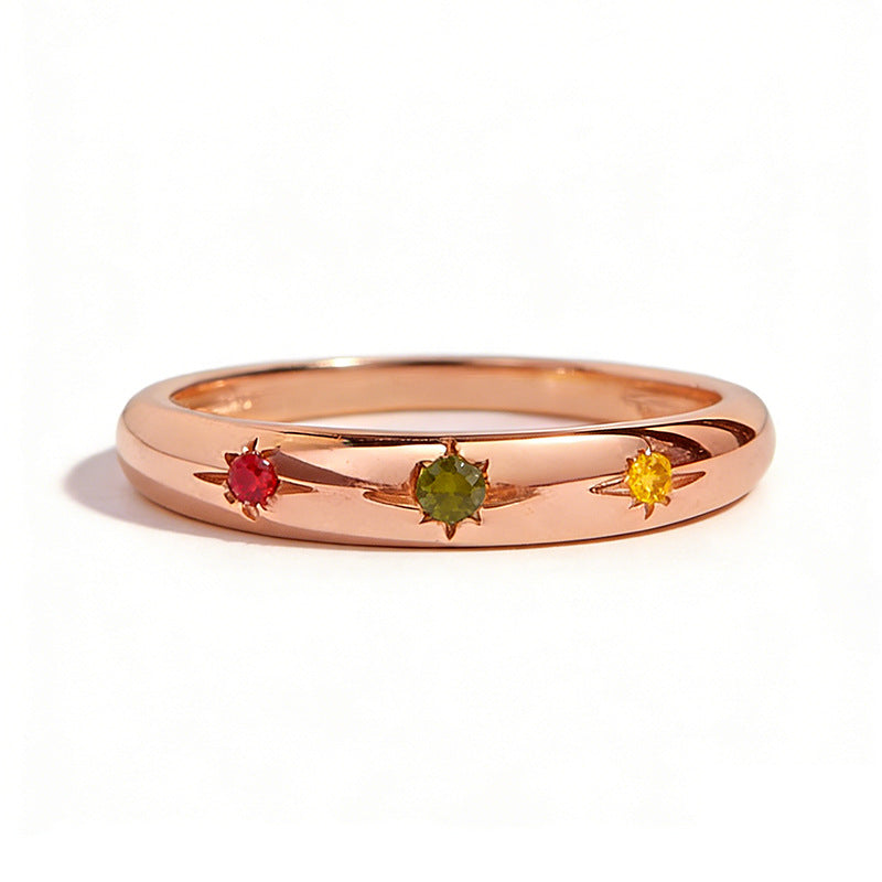 Gold Star Birthstone Ring