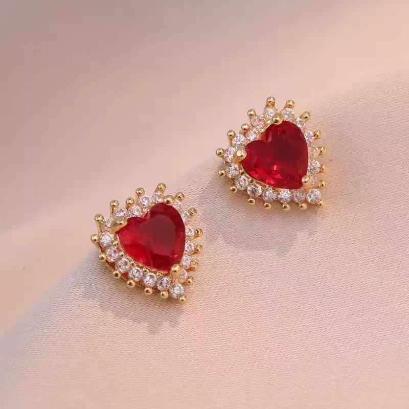 Ruby Heart Pavé Pendant Necklace