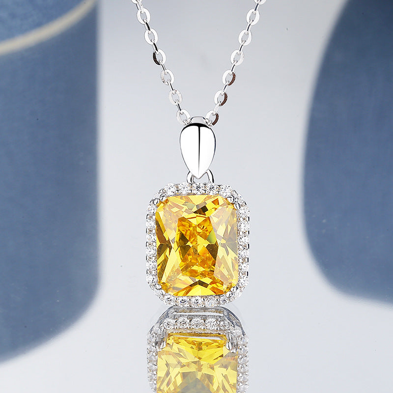 Sterling Silver Princess Diamond Necklace & Earrings Set