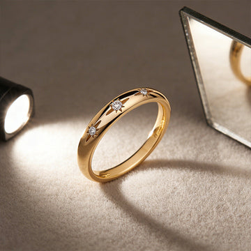 Gold Star Birthstone Ring